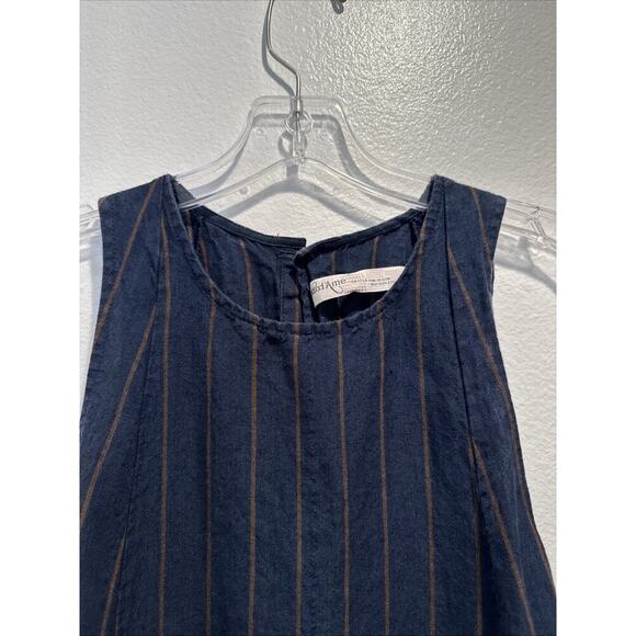 OTTOD’ AME Size 2 Striped Linen Romper Relaxed Pockets Coastal Boho ITALY Travel - Picture 2 of 6